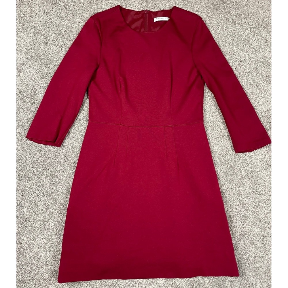 Trina Turk Dress Womens XS Red Gold Button Fit Flare Party Event Business Office